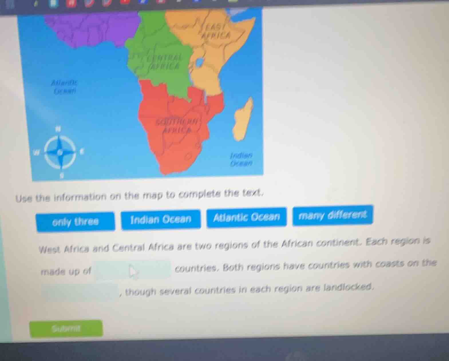 use the information on the map to complete the text. only three indian …