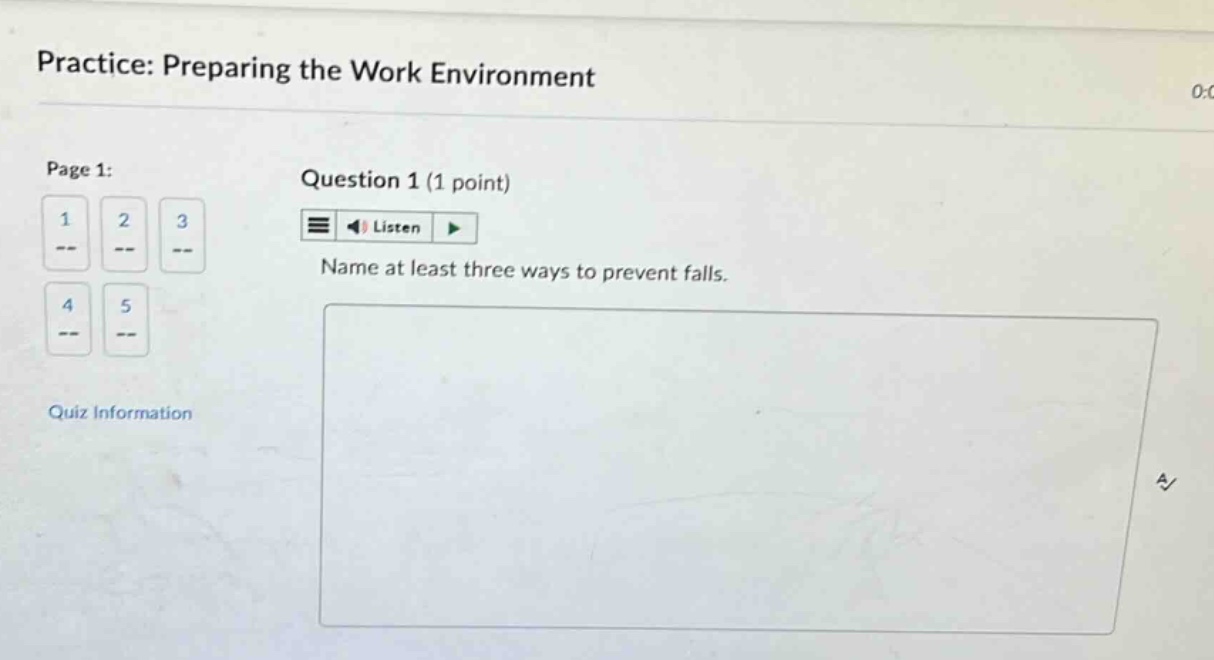 practice: preparing the work environment page 1: question 1 (1 point) l…
