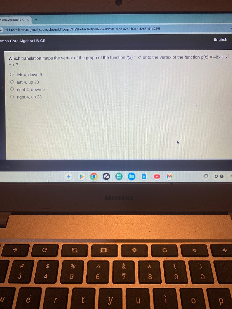 which translation maps the vertex of the graph of the function $f(x) = …