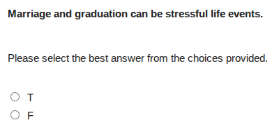 marriage and graduation can be stressful life events. please select the…