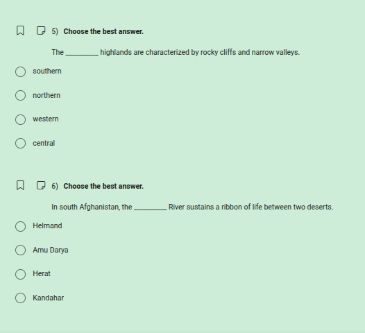 5) choose the best answer. the ______ highlands are characterized by ro…