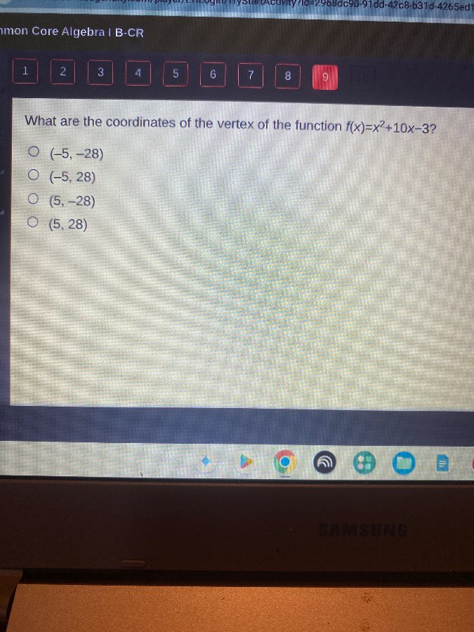 what are the coordinates of the vertex of the function $f(x)=x^2 + 10x …