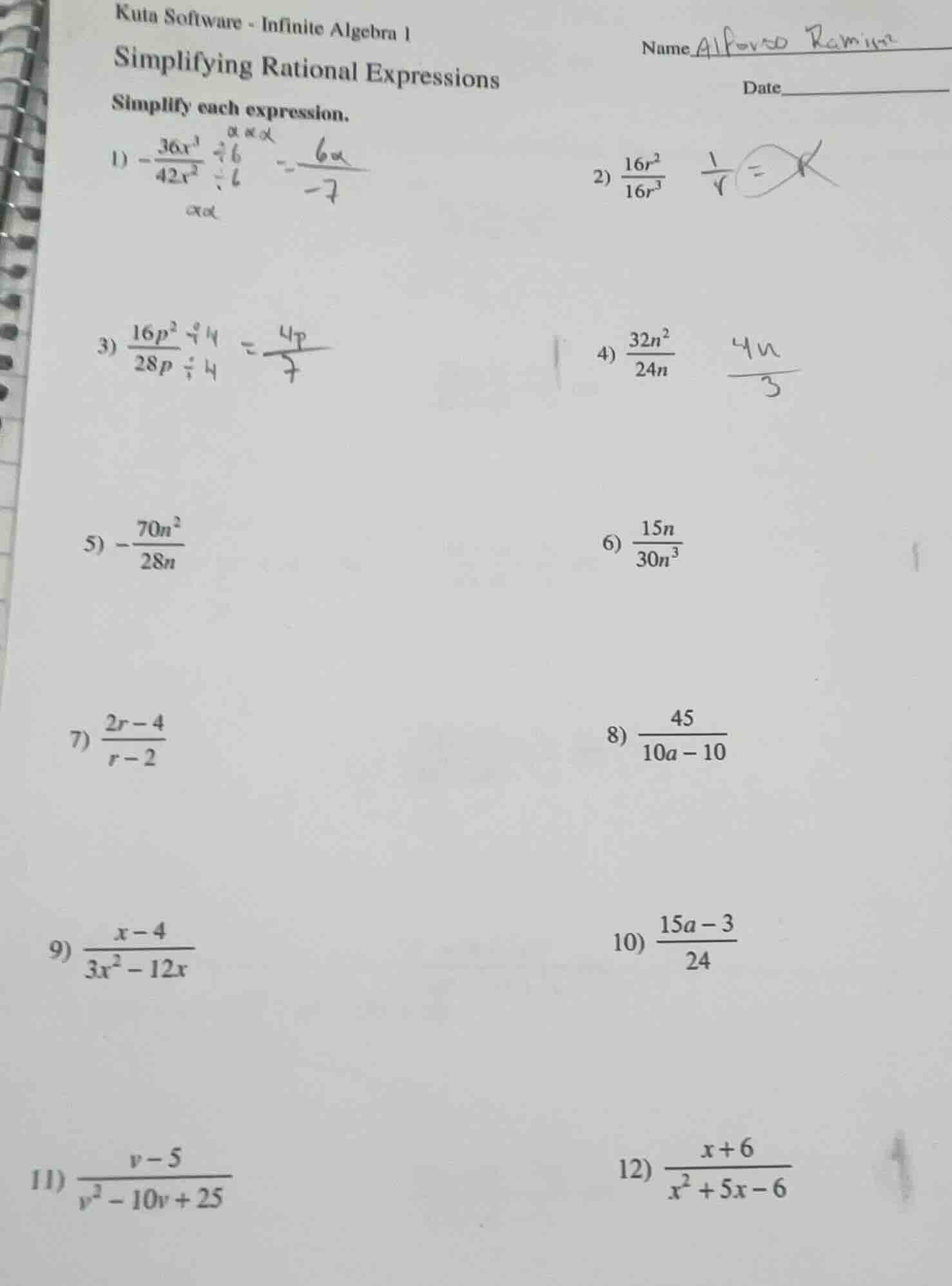 kuta software - infinite algebra 1 simplifying rational expressions sim…
