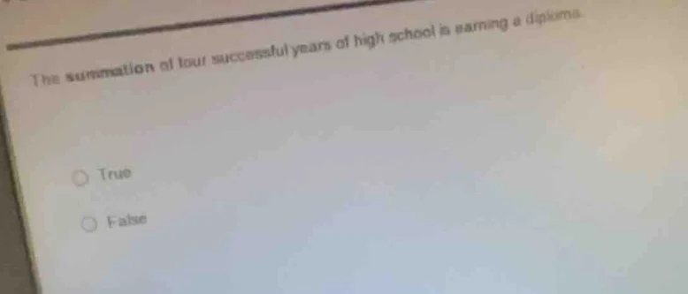 the summation of four successful years of high school is earning a dipl…