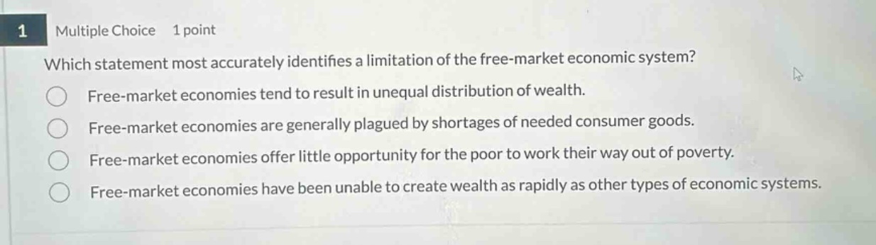 1 multiple choice 1 point which statement most accurately identifies a …