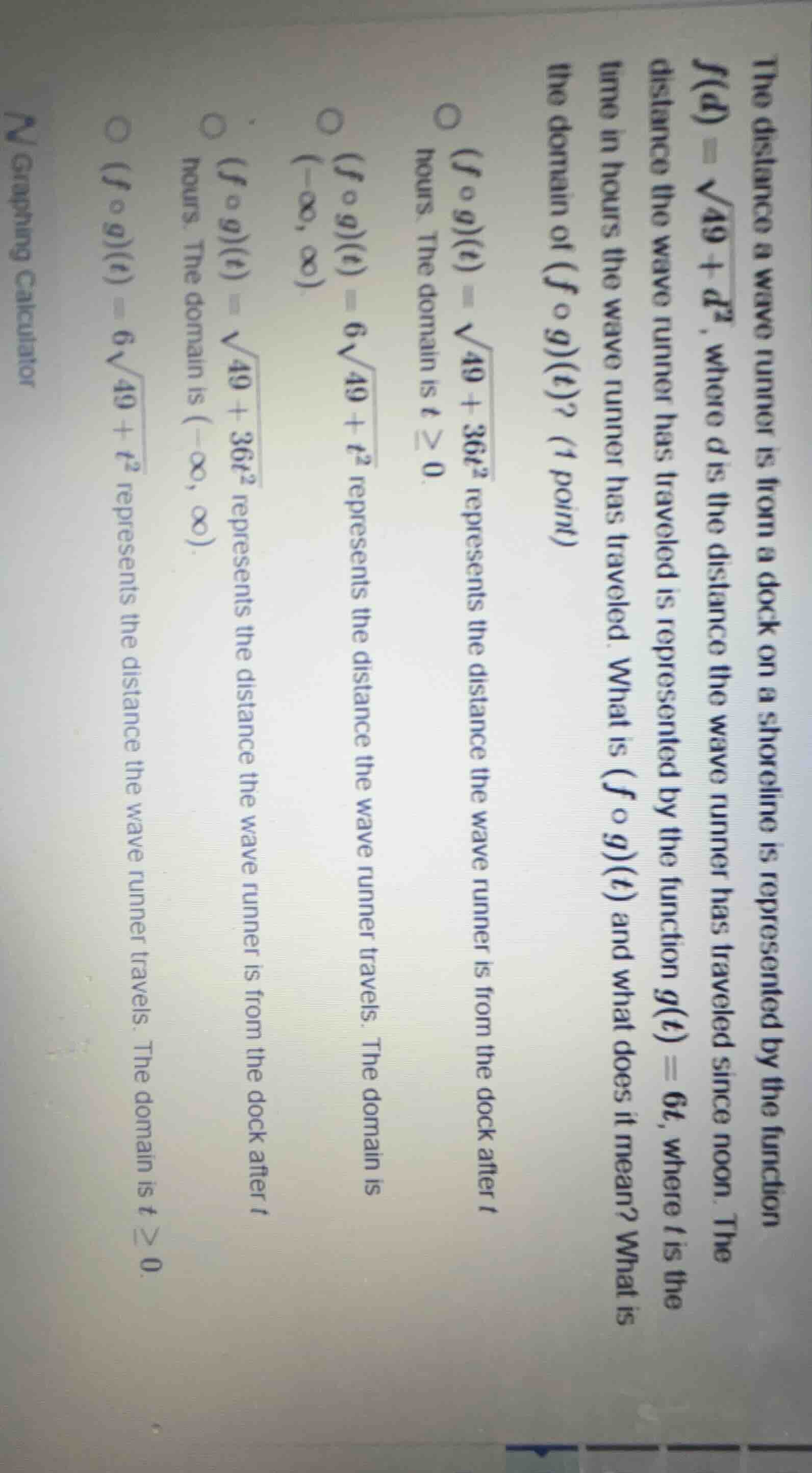 the distance a wave runner is from a dock on a shoreline is represented…