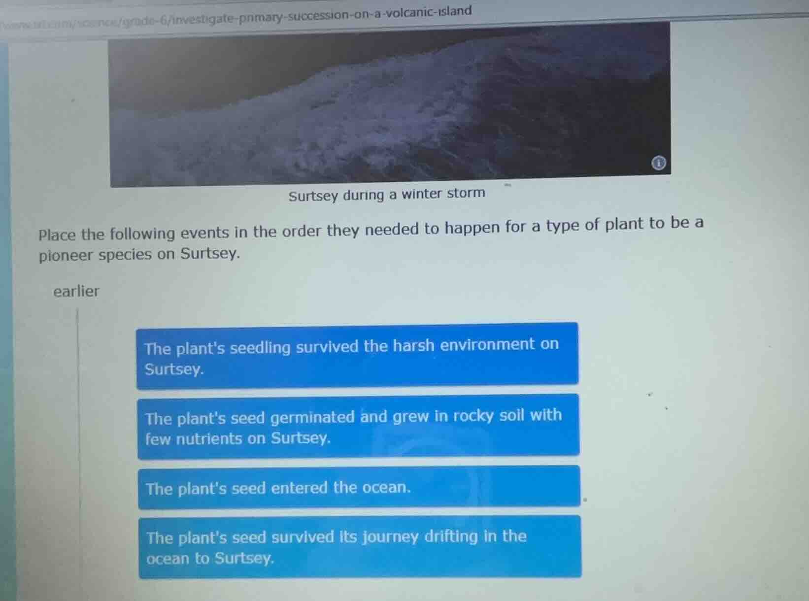 surtsey during a winter storm place the following events in the order t…