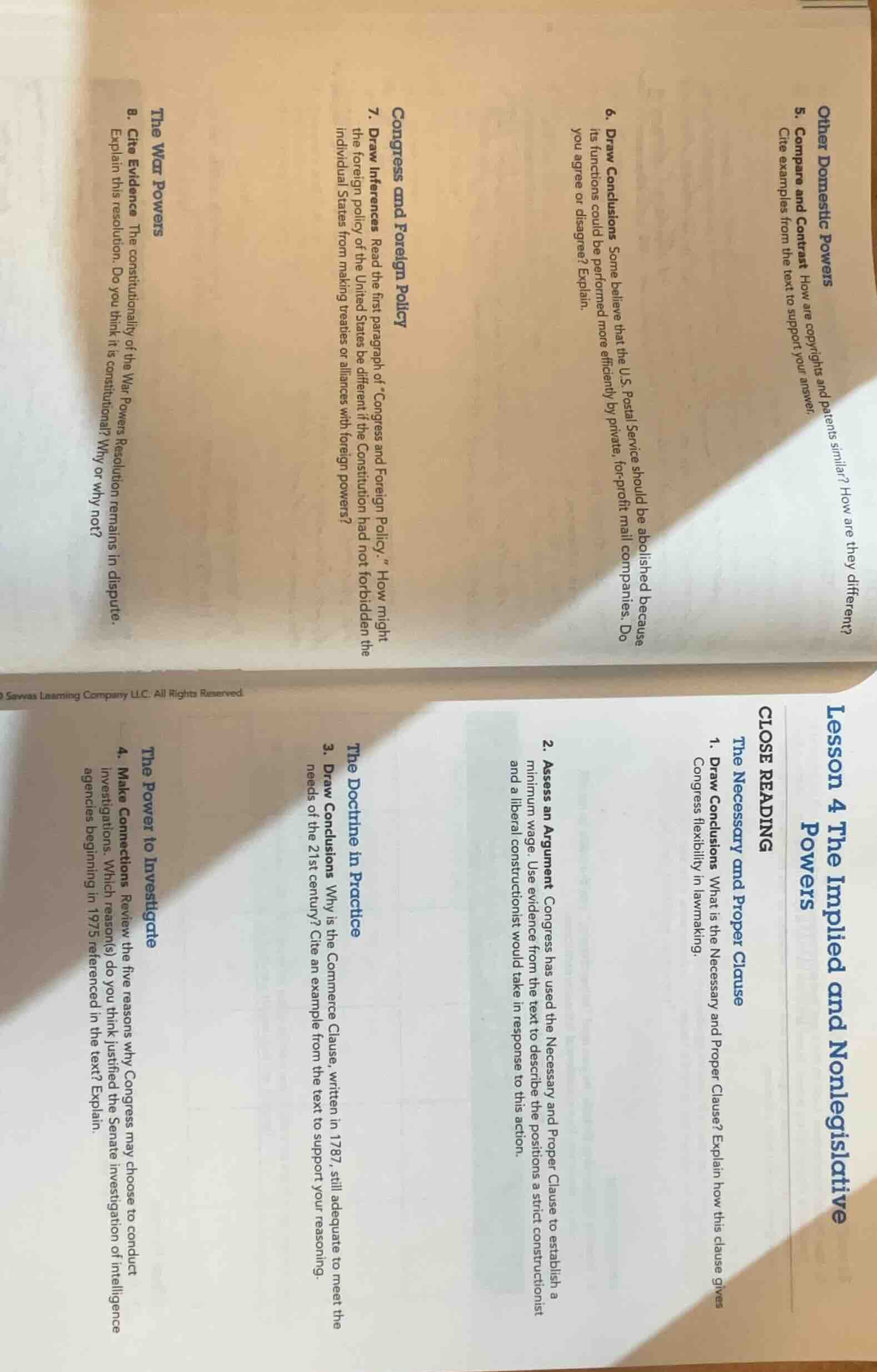 other domestic powers 5. compare and contrast how are copyrights and pa…