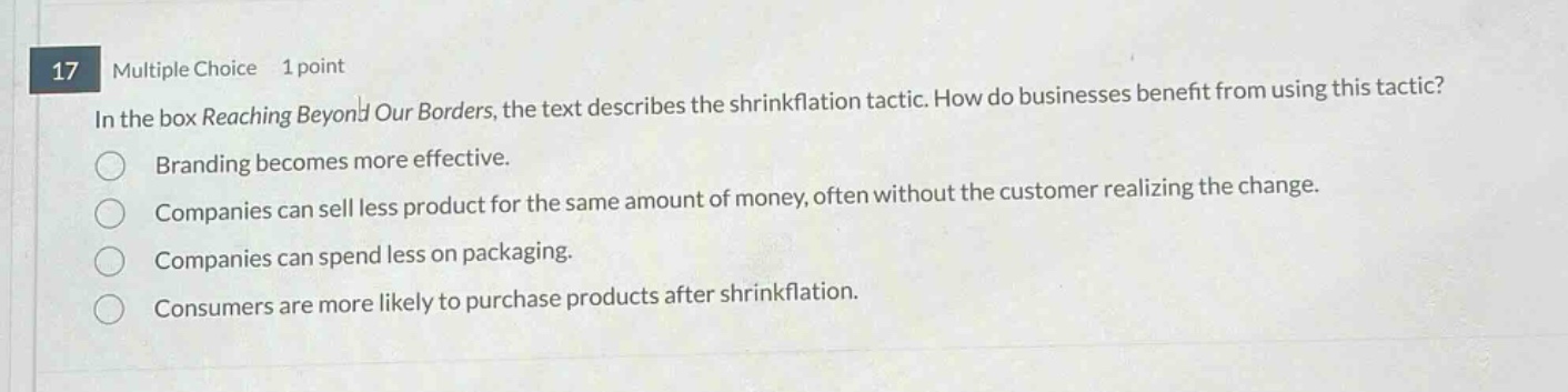 17 multiple choice 1 point in the box reaching beyond our borders, the …
