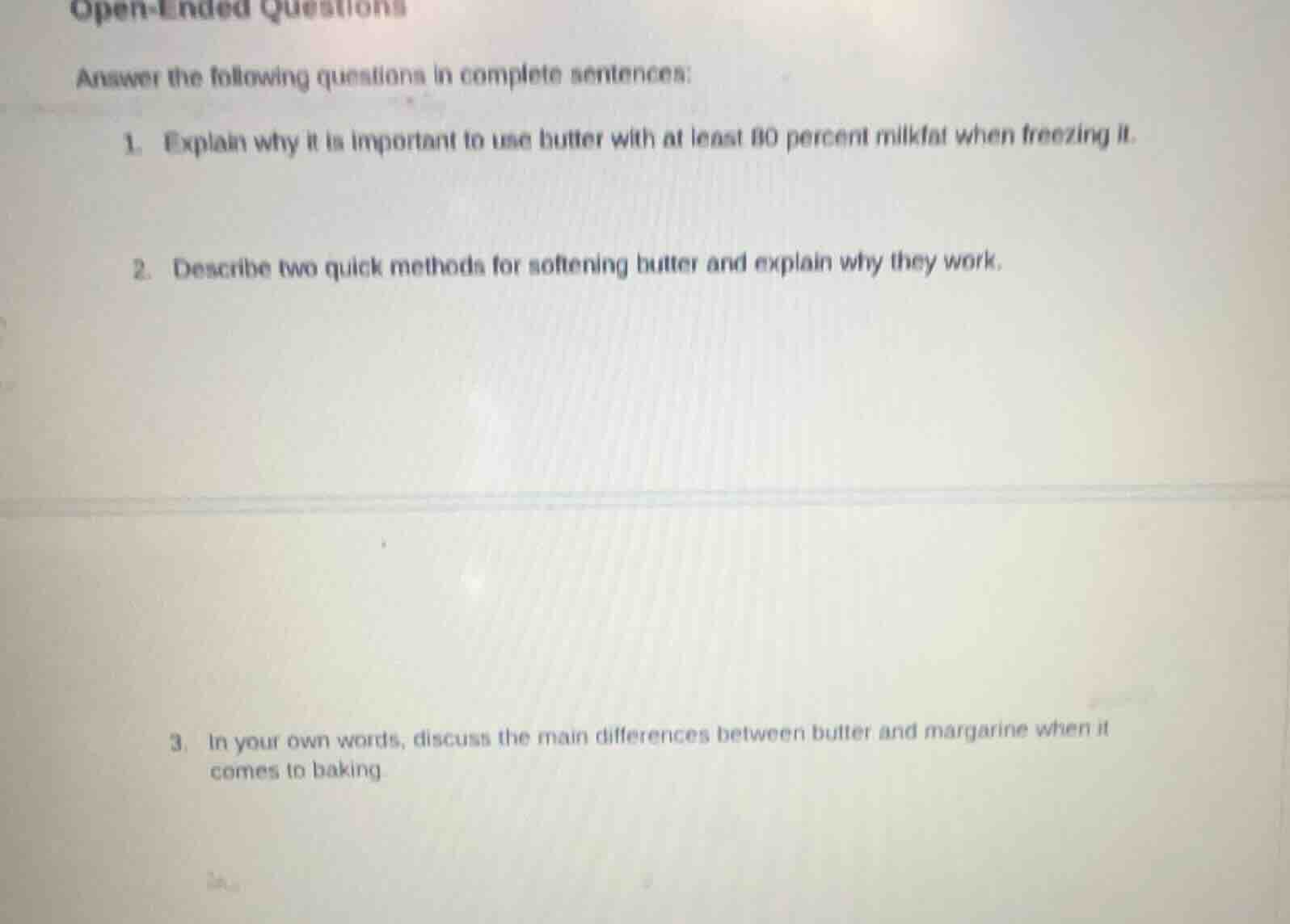 open - ended questions answer the following questions in complete sente…