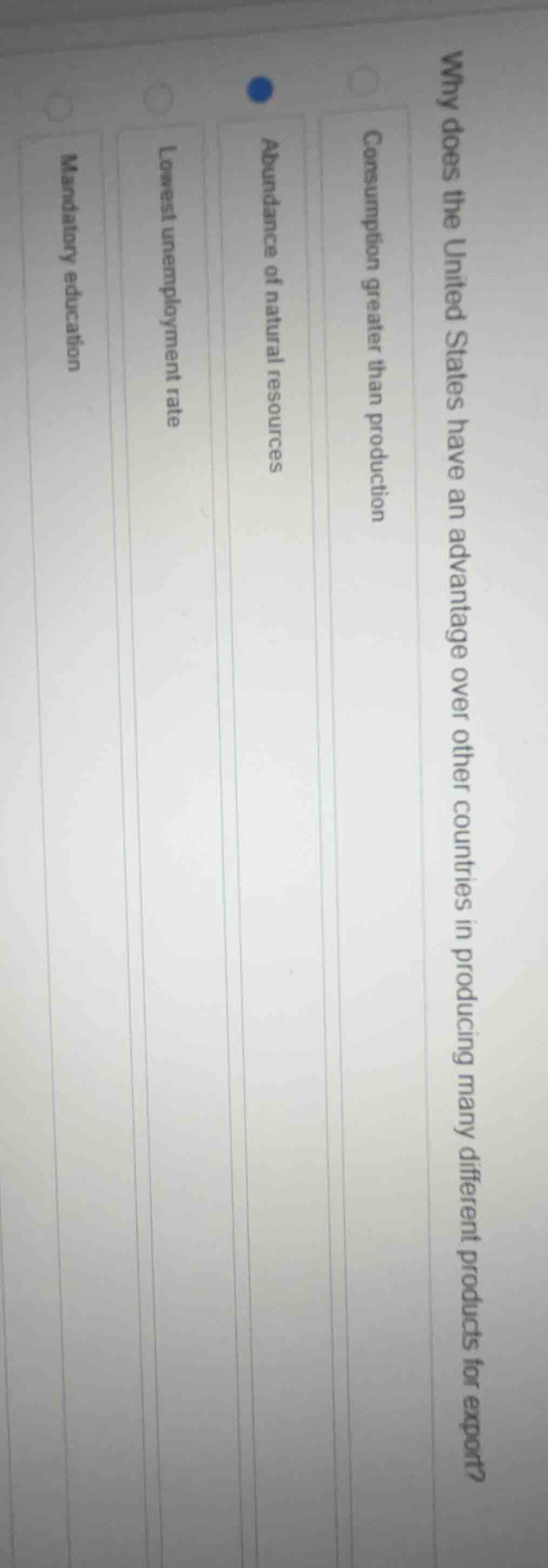 why does the united states have an advantage over other countries in pr…