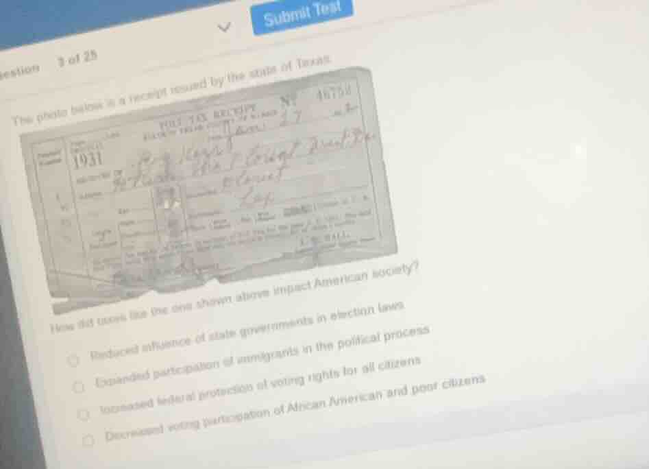 question 3 of 25 the photo below is a receipt issued by the state of te…