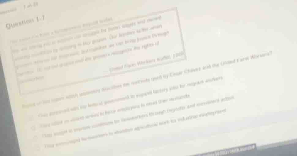 question 1-7 (text in the box, partially unclear: something about labor…