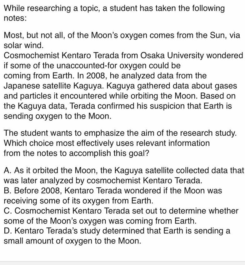 while researching a topic, a student has taken the following notes: mos…