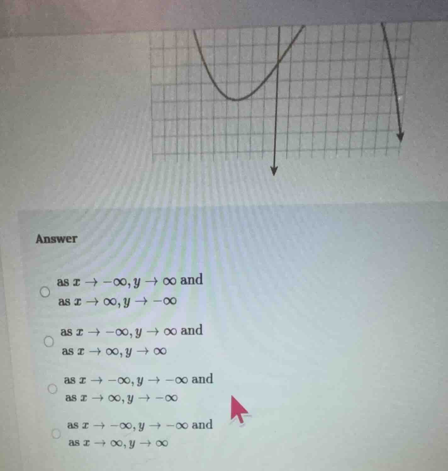 answer as ( x \to -infty, y \to infty ) and as ( x \to infty, y \to -in…