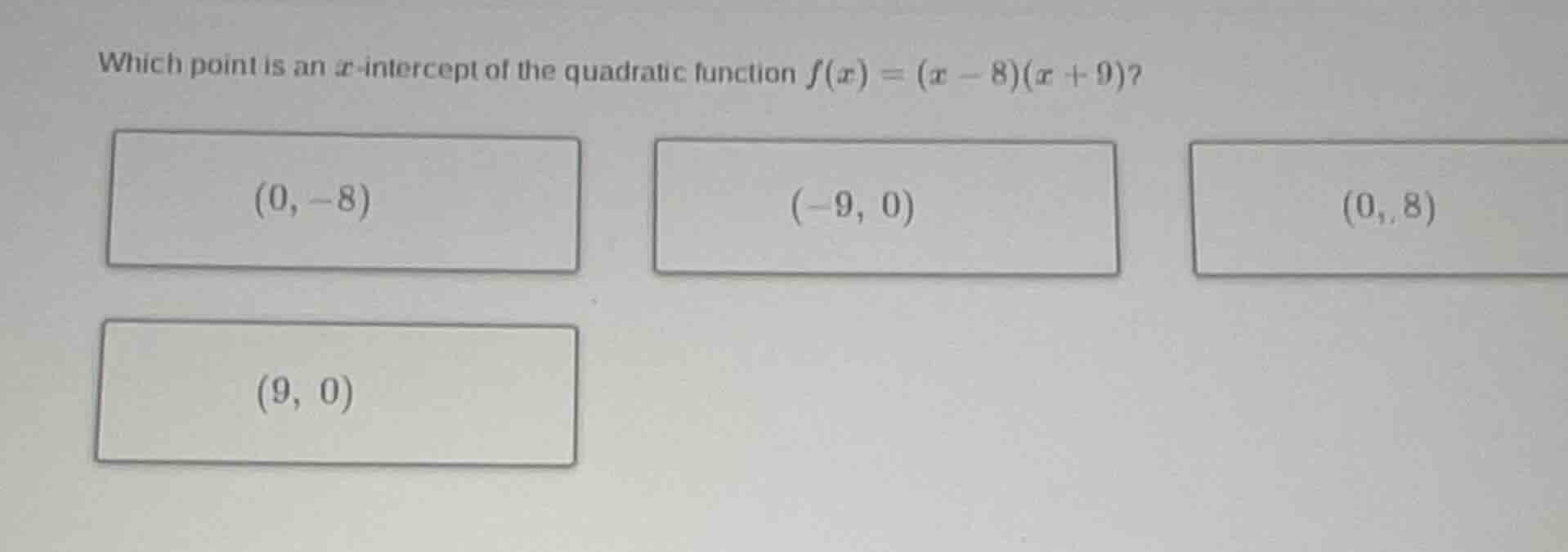 which point is an ( x )-intercept of the quadratic function ( f(x) = (x…