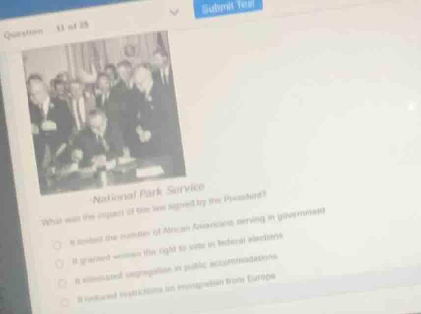 question 11 of 16 national park service what was the impact of the law …