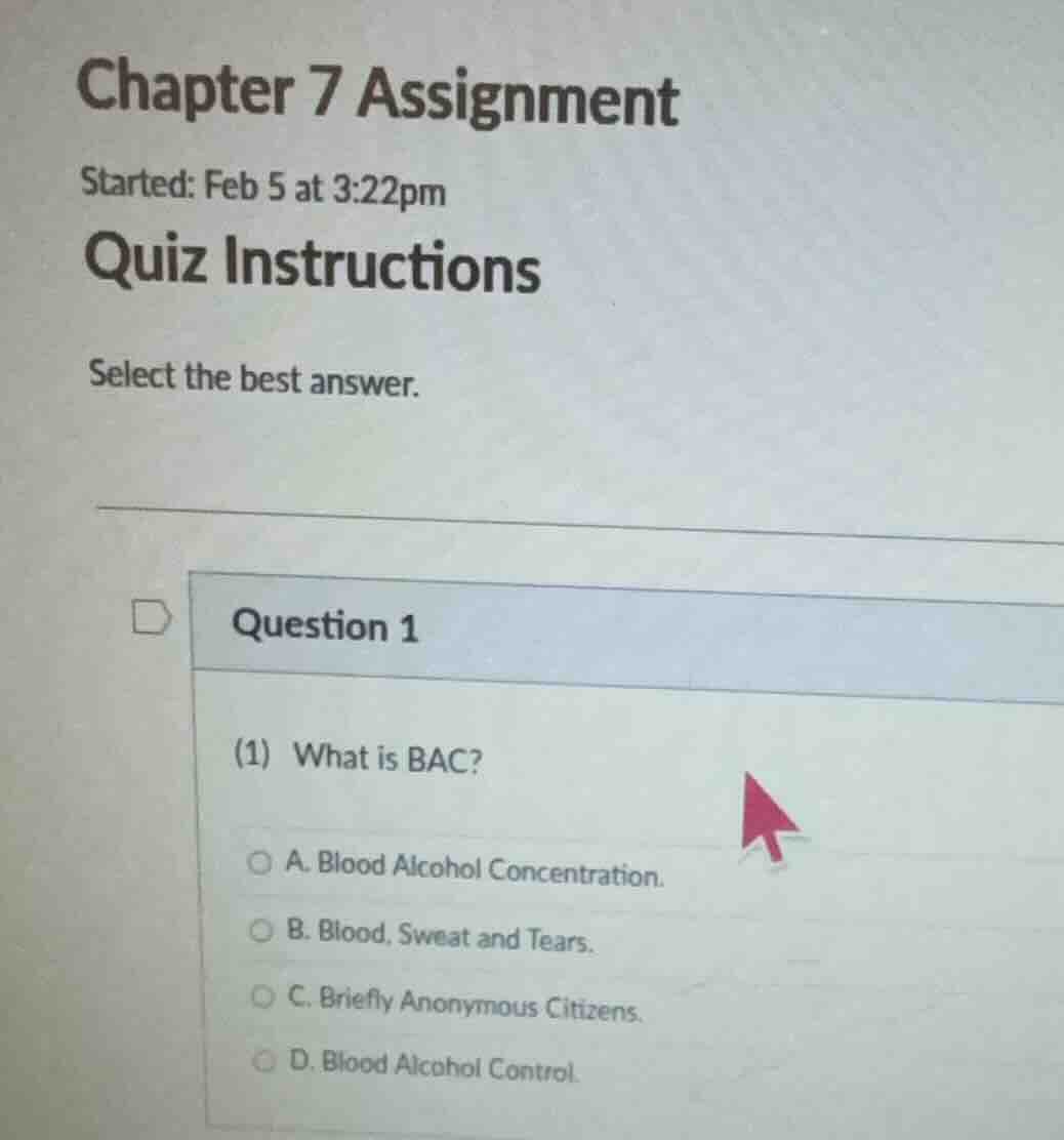 chapter 7 assignment started: feb 5 at 3:22pm quiz instructions select …