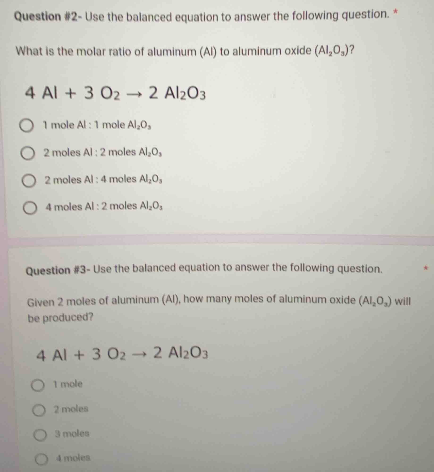question #2- use the balanced equation to answer the following question…