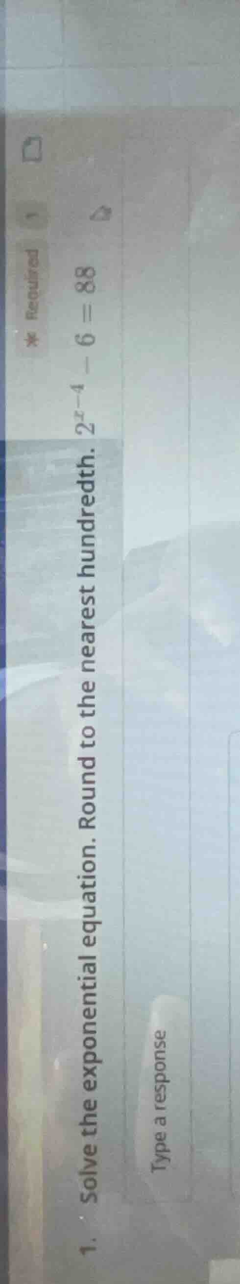 1. solve the exponential equation. round to the nearest hundredth. $2^{…