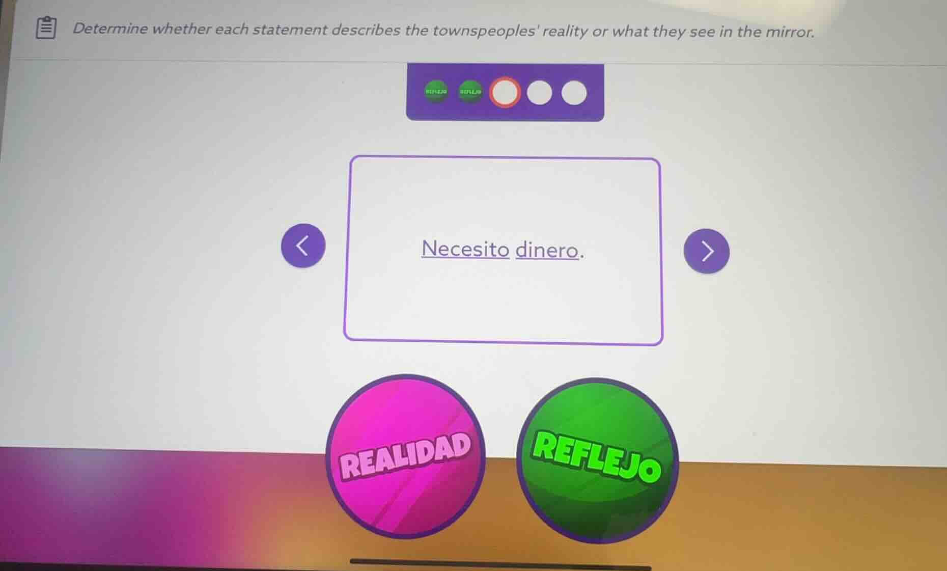 determine whether each statement describes the townspeoples reality or …