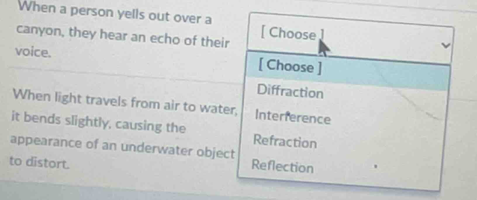 when a person yells out over a canyon, they hear an echo of their voice…