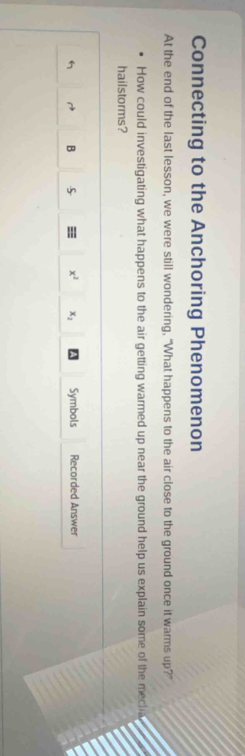 connecting to the anchoring phenomenon at the end of the last lesson, w…