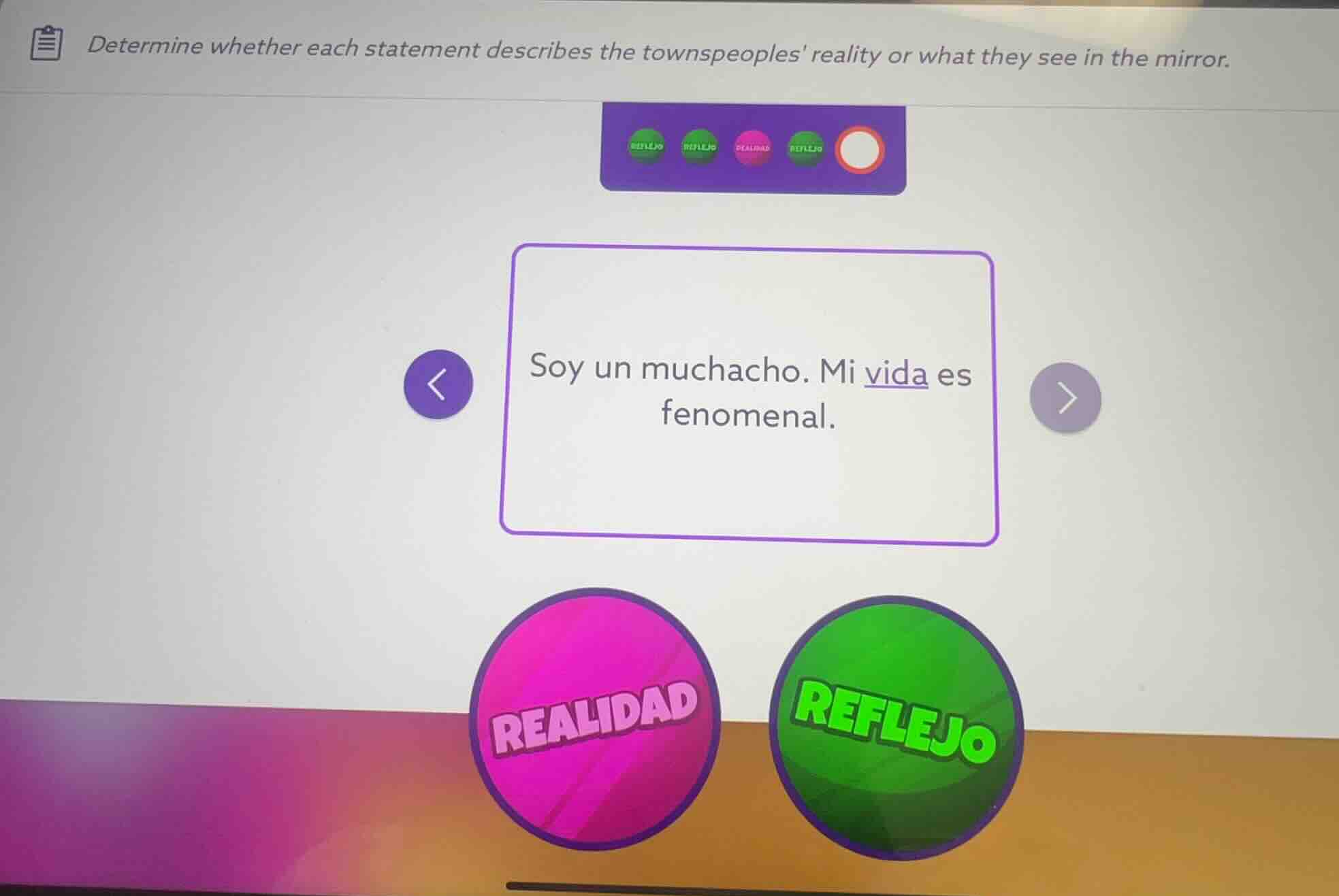 determine whether each statement describes the townspeoples reality or …