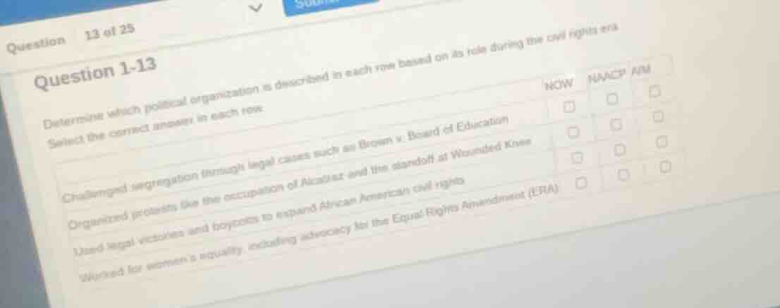 question 13 of 25 question 1-13 determine which political organization …