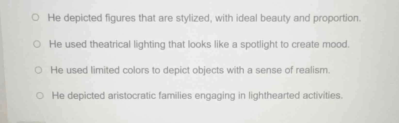 he depicted figures that are stylized, with ideal beauty and proportion…