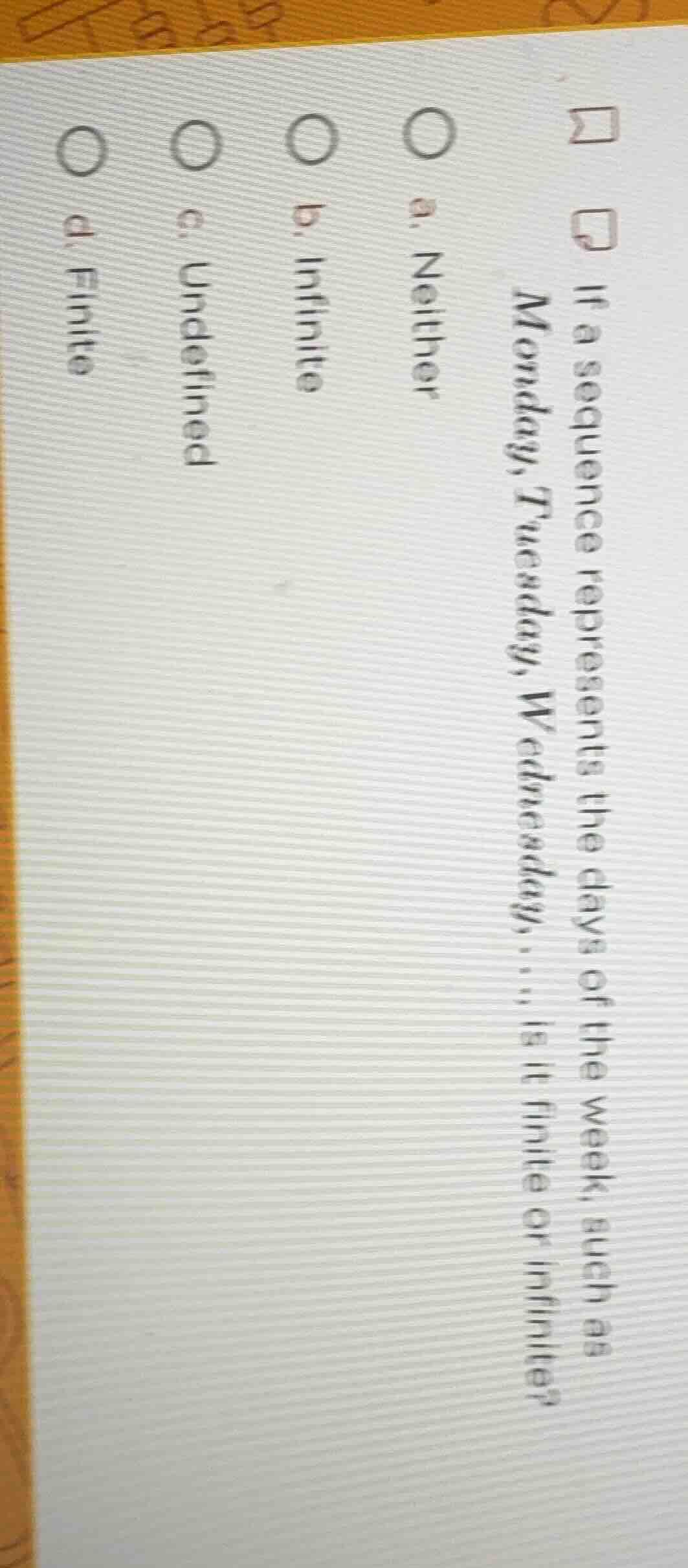 if a sequence represents the days of the week, such as monday, tuesday,…