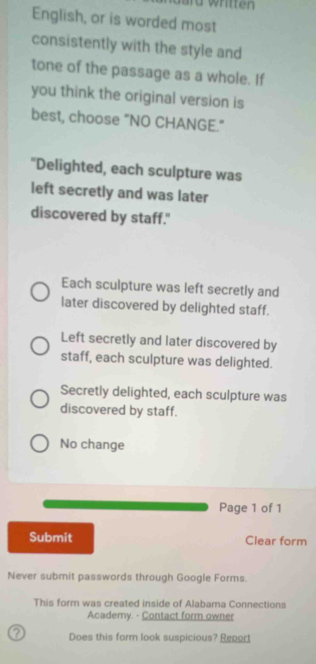 english, or is worded most consistently with the style and tone of the …