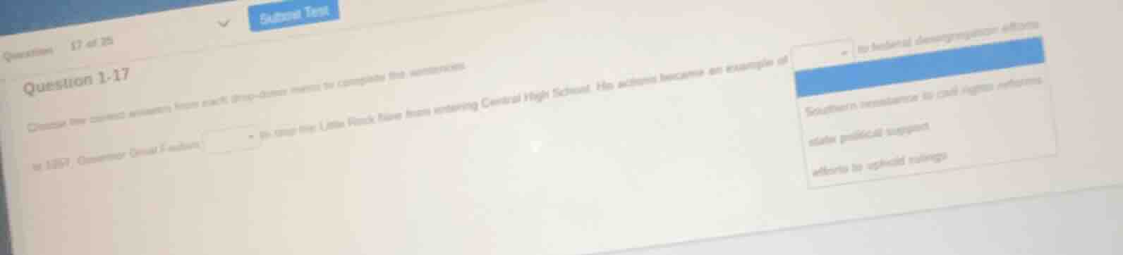 question 1-17 choose the correct answers from each drop - down menu to …