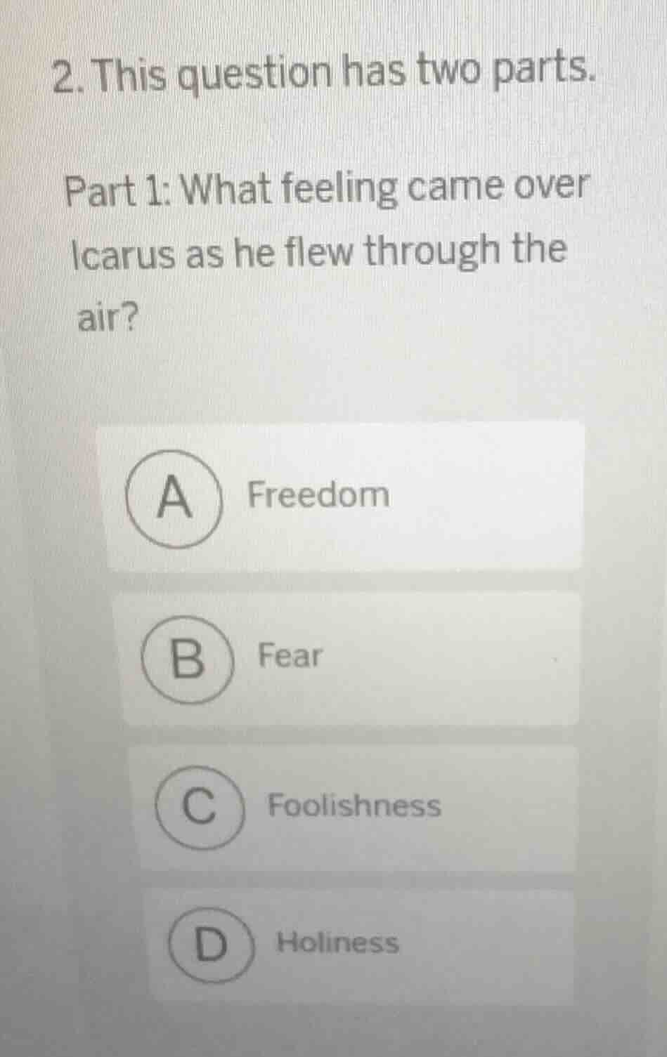 2. this question has two parts. part 1: what feeling came over icarus a…