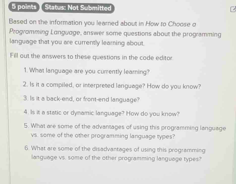 5 points status: not submitted based on the information you learned abo…