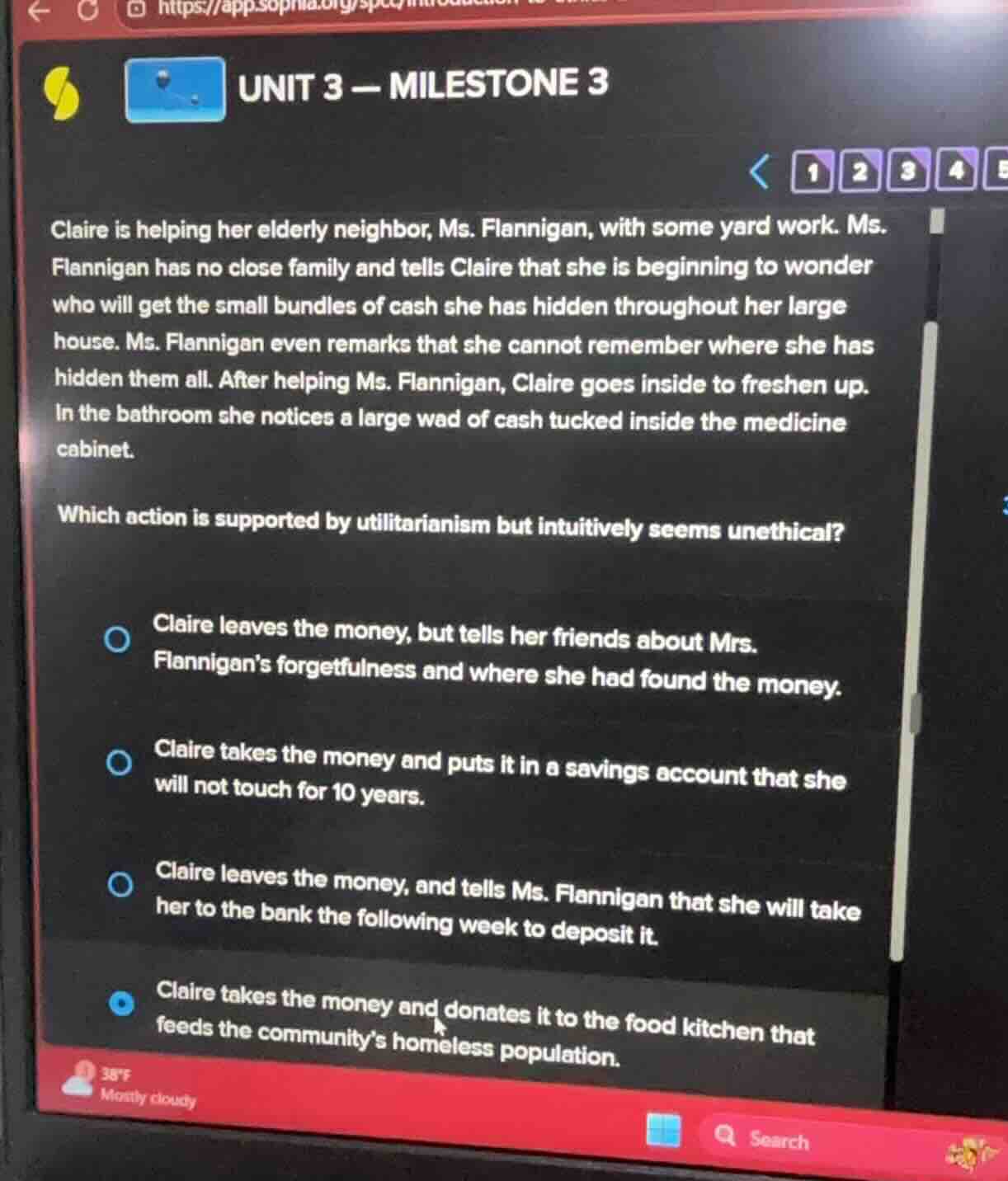 unit 3 — milestone 3 claire is helping her elderly neighbor, ms. flanni…