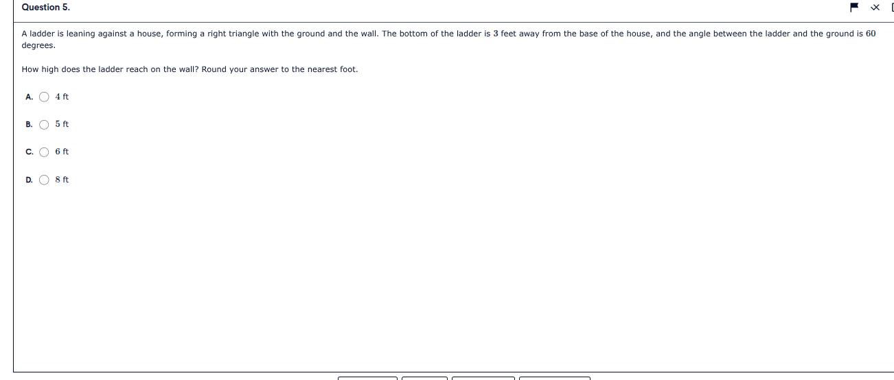 question 5. a ladder is leaning against a house, forming a right triang…
