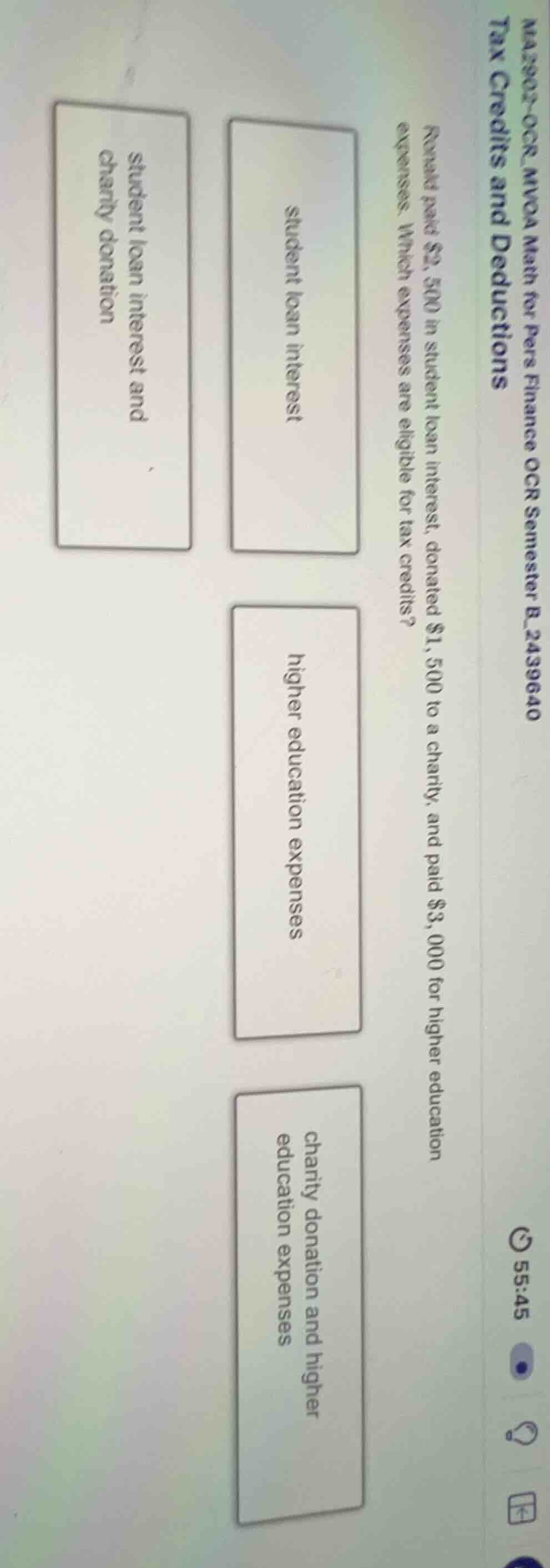 tax credits and deductions ronald paid $2,500 in student loan interest,…