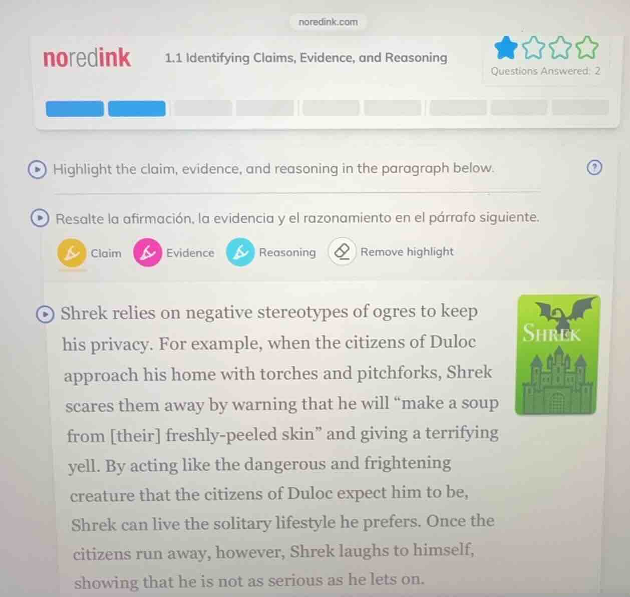 1.1 identifying claims, evidence, and reasoning highlight the claim, ev…