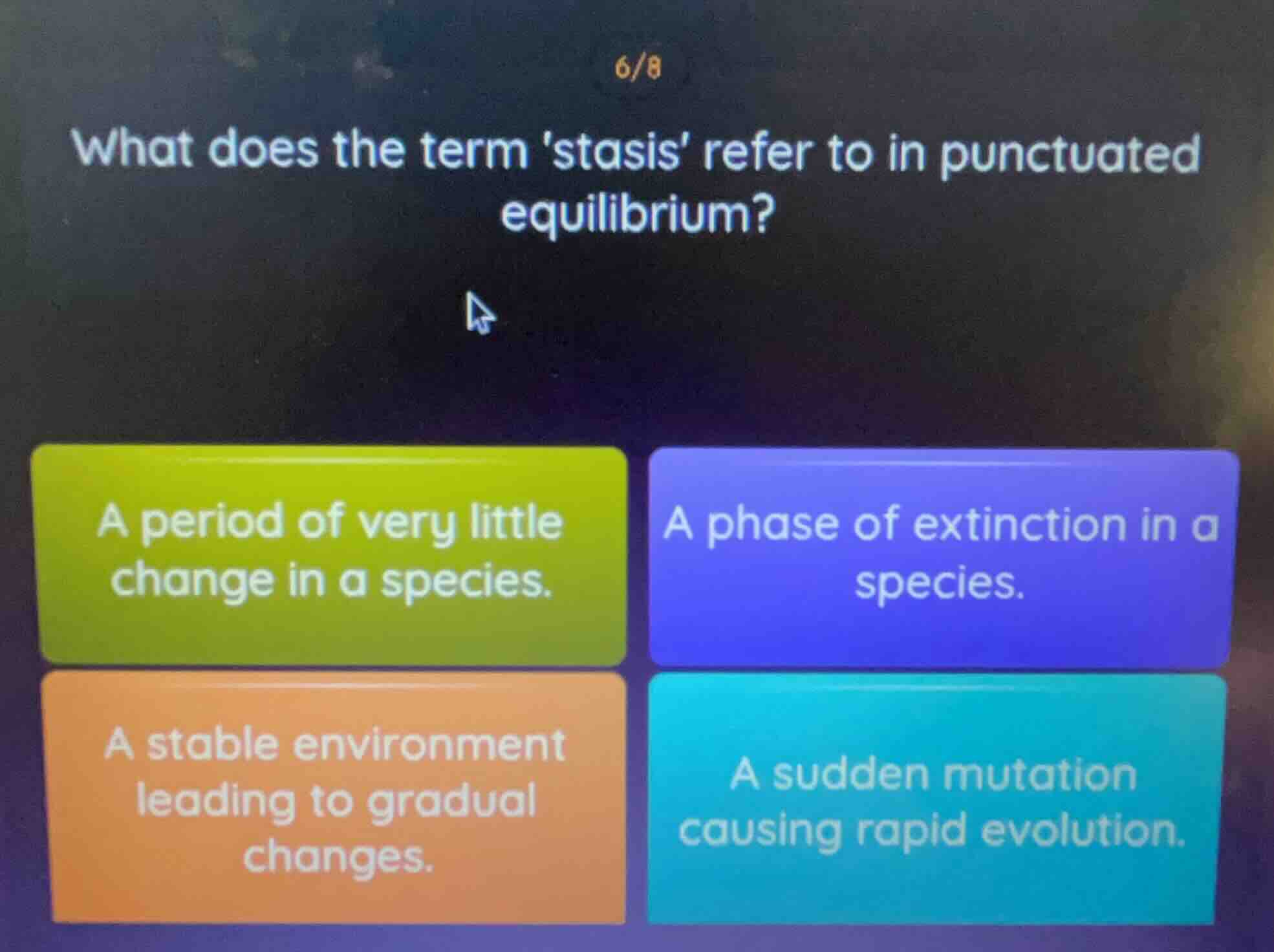 what does the term stasis refer to in punctuated equilibrium? a period …