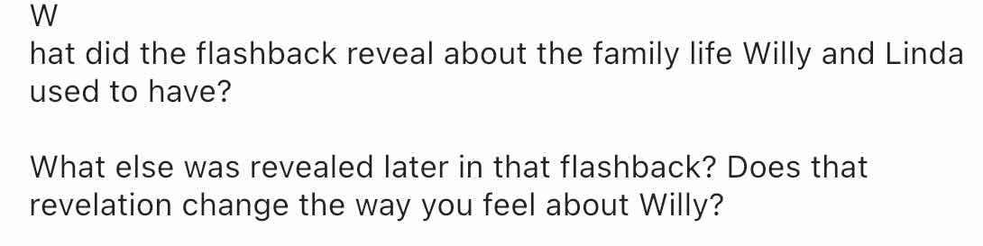 what did the flashback reveal about the family life willy and linda use…