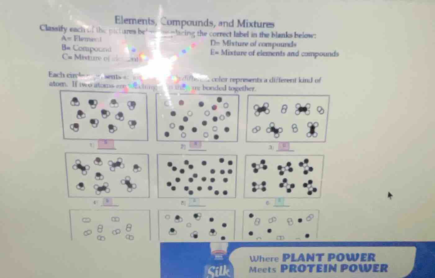 elements, compounds, and mixtures classify each of the pictures by matc…