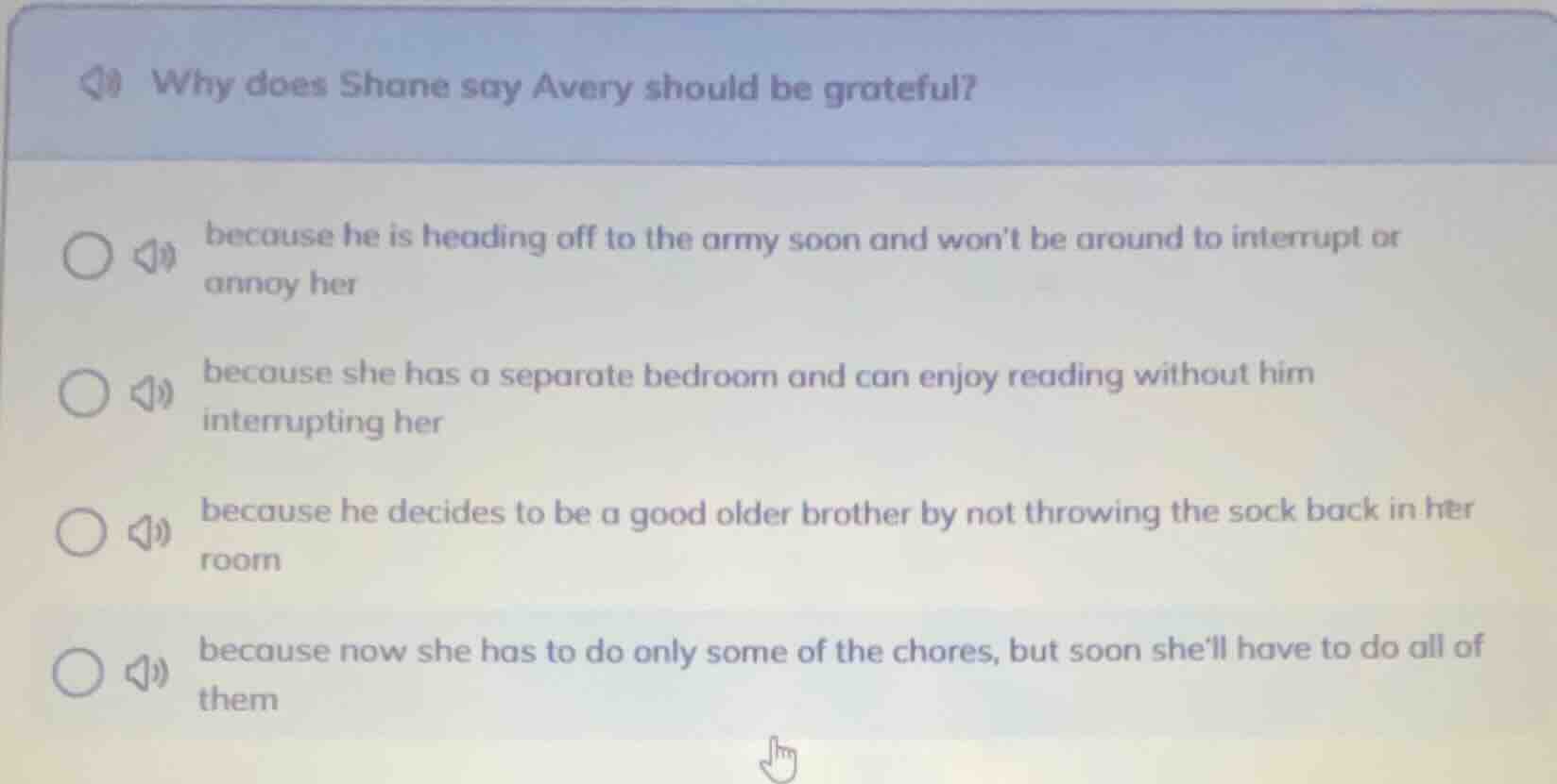 why does shane say avery should be grateful? because he is heading off …