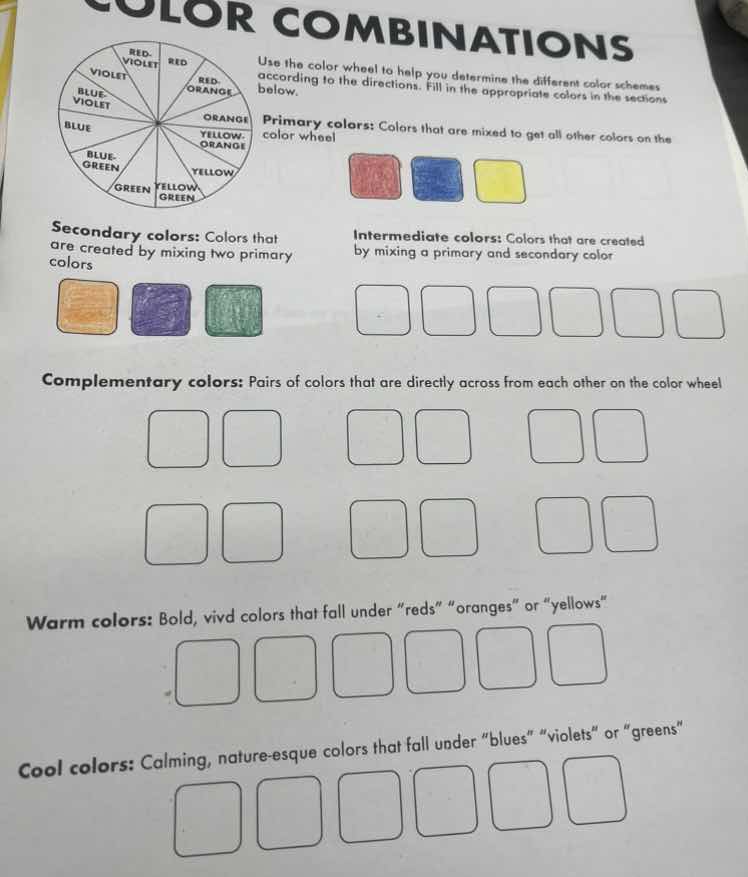 color combinations use the color wheel to help you determine the differ…