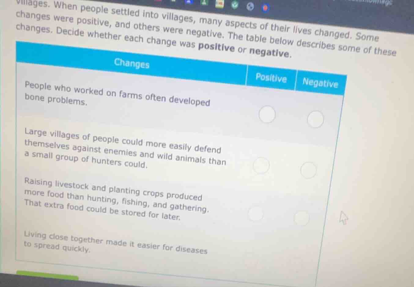 villages. when people settled into villages, many aspects of their live…