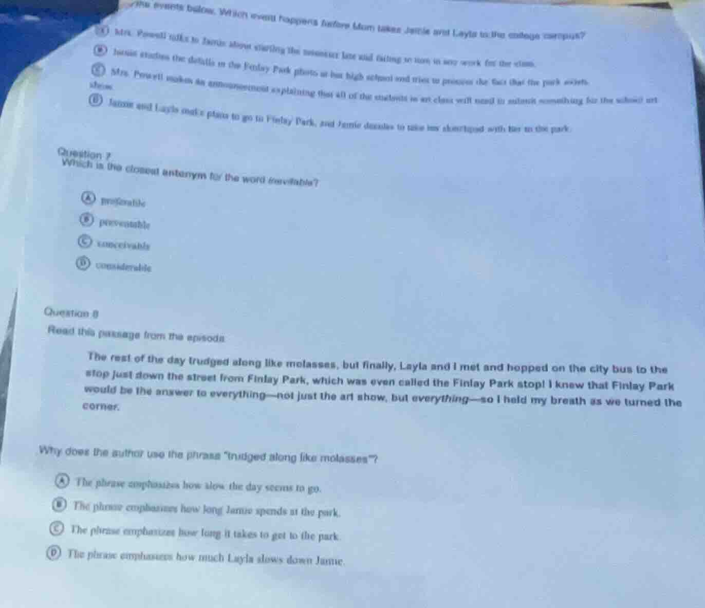 which event happens before mum takes jamie and layla to the college cam…