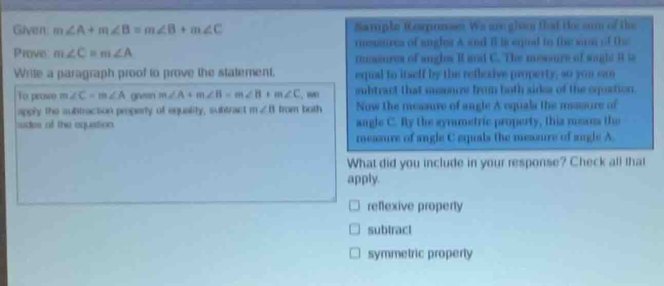 given: ( mangle a + mangle b = mangle b + mangle c ) prove: ( mangle c …