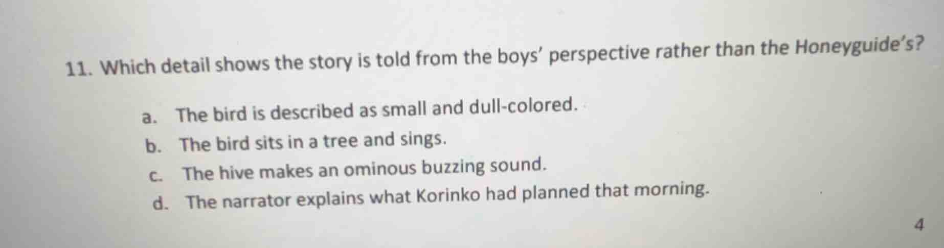 11. which detail shows the story is told from the boys’ perspective rat…