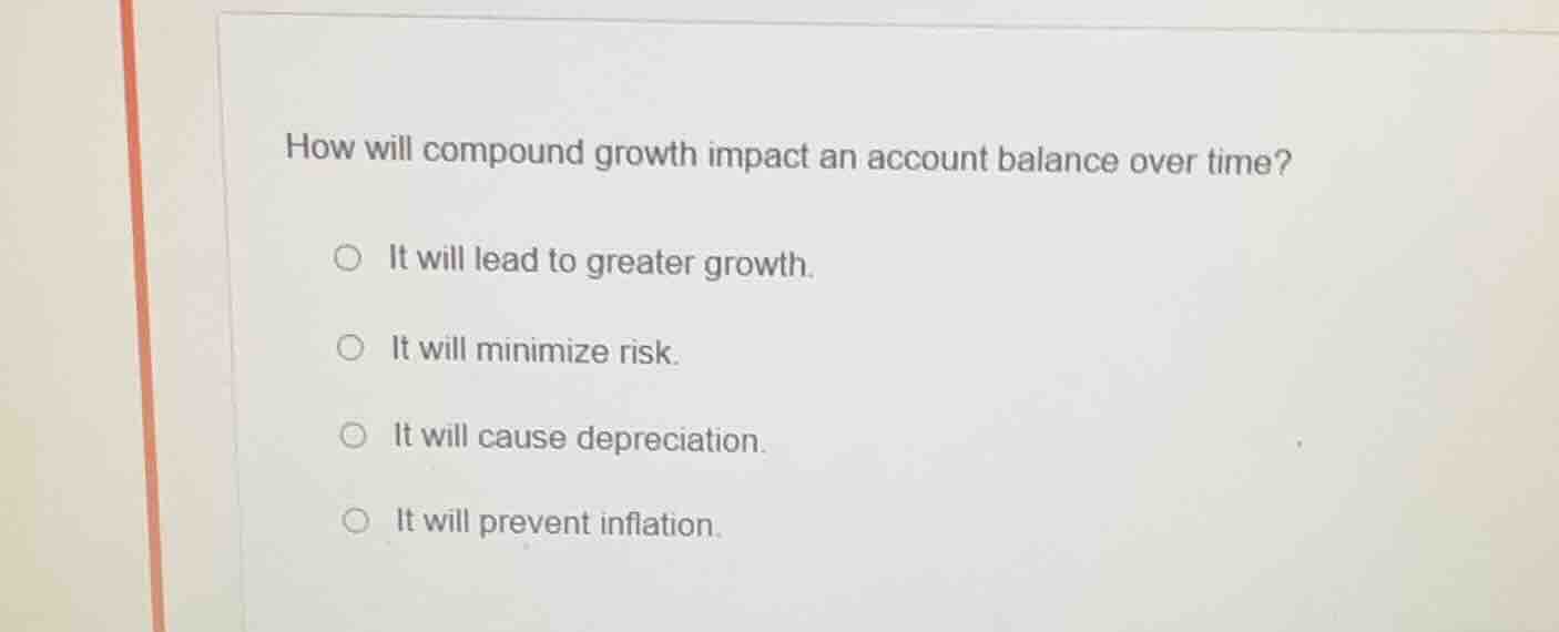 how will compound growth impact an account balance over time? it will l…