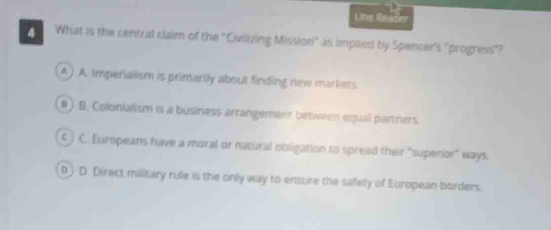 4 what is the central claim of the civilizing mission as implied by spe…